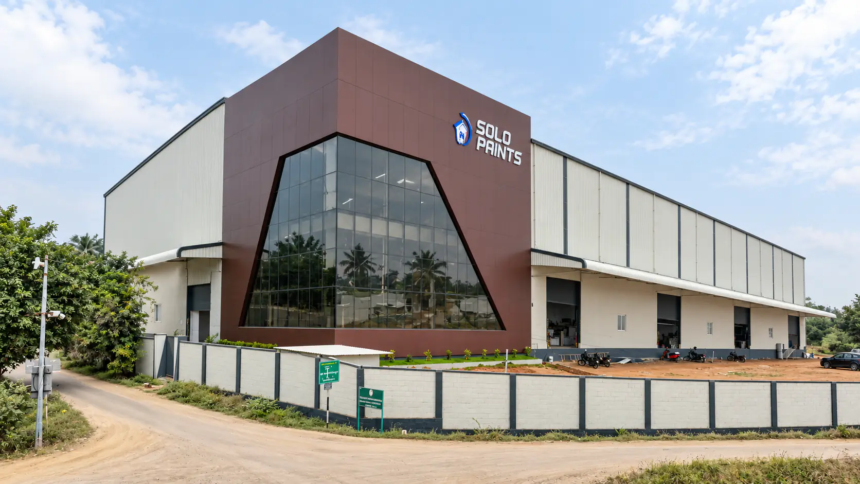 Warehouse with brown glazed entrance